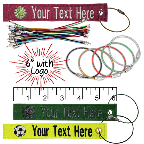 6" Luggage Key Tag with Logo, Colored Grommet and Colored Loop Ring